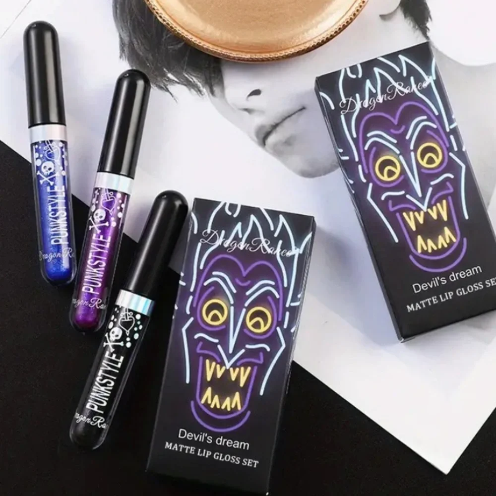 💔SOLD💔DRAGON RANEE Devil’s Dream Glitter Liquid Tinted Lip Gloss Set Purple Blue - Picture 2 of 6